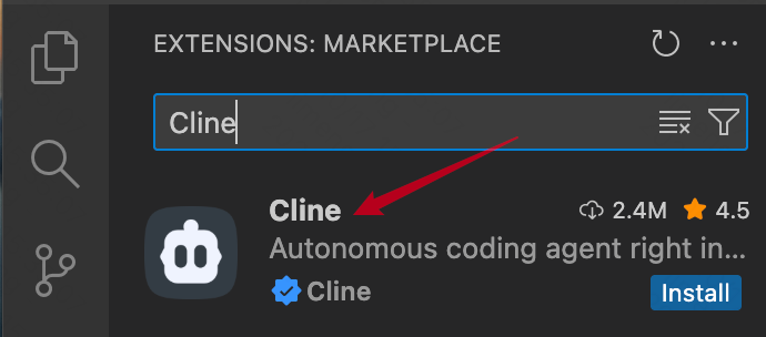 Installing Cline in VS Code